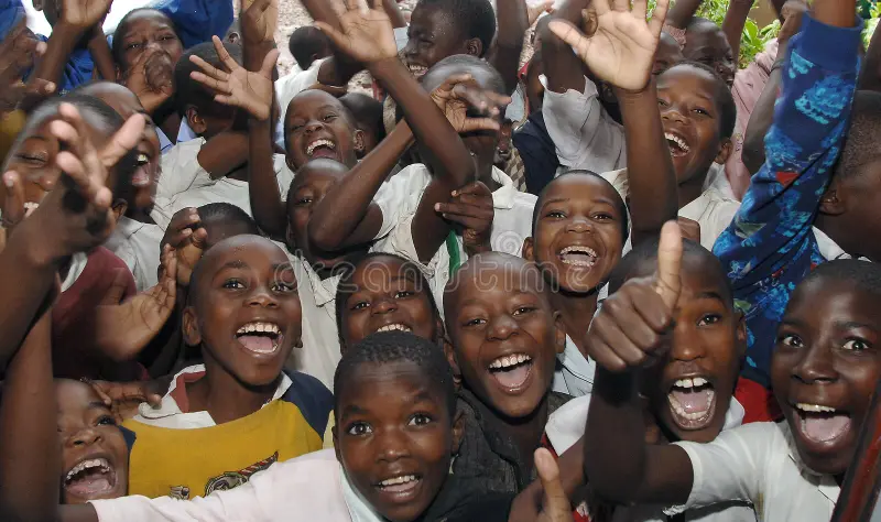african school children many looking smiling camera 30379720
